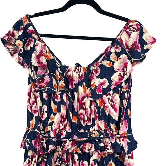 Band Gypsies Dress Women M Dark Floral Maxi Button Down Flowy Boho Prairie New - Picture 9 of 16